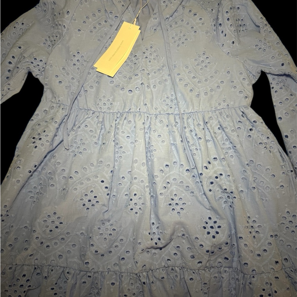 Adyson Parker Blue Tiered Sundress with Bishop Sleeves